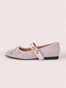 CUCCOO DOLLMOD Giày bệt đi làm đa năng thời trang nữ có trang trí nơ - Màu Hồng baby - Xem 12