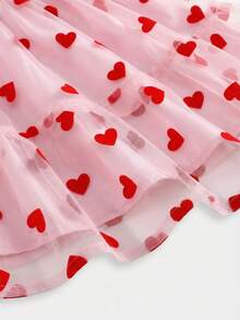 SHEIN Girlism 少女纯色泡泡褶双层半身裙休闲吊带法式仙女裙，优雅长袖蛋糕裙，适合秋冬季日常休闲穿着及上学，也适合圣诞节、假期、派对、生日、情人节、婚礼季、公主裙等场合。 - 粉色 - 查看 3