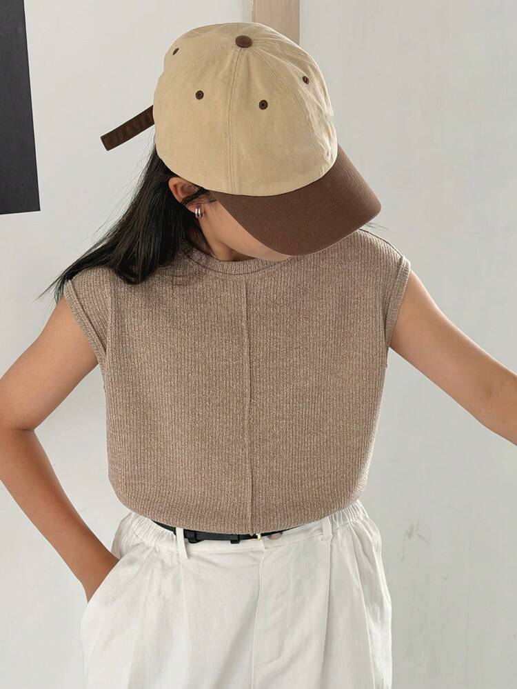 Girls Casual Round Neck Knit T-Shirt