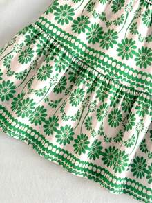 Travachic KIDS Young Girl Floral Print Ruffle Hem Bohemian Style Summer Dress - Multicolor - View 4