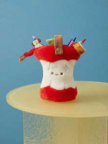 Joivida 1个红色苹果铅笔盒，高性价比可立式设计化妆包，可爱文具收纳包，适用于文具和化妆工具