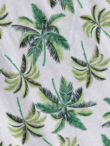 HIMLAND Men's Vacation Casual Coconut Tree Print Shirt And Shorts Set - Multicolor - View 4