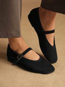 Rosivie 女士搭扣设计休闲时尚平底鞋 - 黑色 - 查看 2