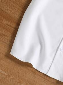 1件装男童夏季新款休闲短袖衬衫，美式街头风白色轻薄宽松骷髅字母印花，经典领型，日常休闲街头服饰，卡通时尚，夏季必备童装 - 白色 - 查看 6