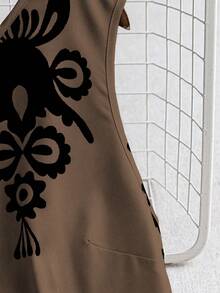 GlowEve Women's Summer Woven Sleeveless Round Neck Backless Tie-Up Floral Print Patchwork Ruffle Hem Short Dress, Random Print - Multicolor - View 4