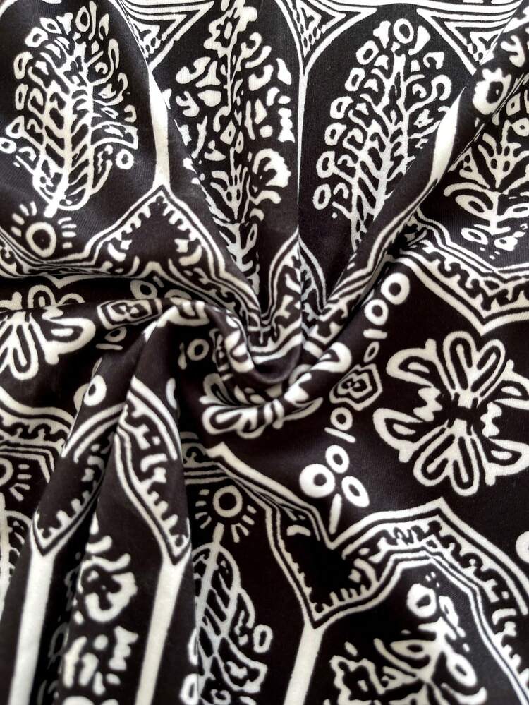 Pantalones jogger de talla grande con bolsillo en diagonal y estampado todo sobre, estilo casual y de vacaciones/verano/primavera, para mujeres de talla grande, vacaciones de verano, vacaciones de primavera