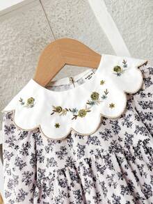 LMoss Kids LMoss 女婴可爱碎花图案彼得潘领长袖连体衣，适合春夏穿着 - 彩色 - 查看 5