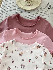 LMoss Kids 6件套女婴可爱碎花弹力针织短袖连体衣套装 - 彩色 - 查看 6