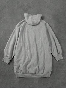 INAWLY Plus Size Women Casual Dropped Shoulder Long Sleeve Zip-Up Loose Sweatshirt - Multicolor - View 4