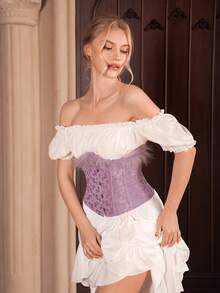 Myrelith 1pc Vintage Palace Style Purple Corset Waist Belt,Halloween And Valentine's Day - Purple - View 6