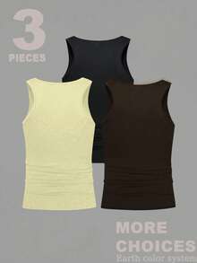 HUEFORM Bộ 3 áo tank top thể thao không tay màu trơn dành cho nam, thích hợp tập gym, dành cho chồng. - Nhiều màu - Xem 2