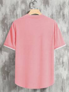 Manfinity Homme Pink Regular Length Short Sleeve T-Shirt For Men Casual Modern Style - Pink - View 2