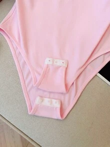 Franclia Body con hombros descubiertos, nudo delantero y fruncido para mujer - Rosa - Ver 7