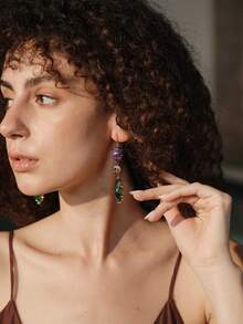 Opalesca 女士耳环，珍珠/水晶，18K镀金，适合夏季/海滩/舞会/派对/假日/度假、订婚/结婚/承诺等场合，送给妈妈/女士/女孩/母亲 - 彩色 - 查看 5