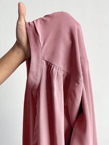 SHEIN Essnce 大码女式秋冬宽松长袖红色长衬衫，V领，适合工作、教师、返校、办公室穿着、春季上衣 - 藕粉色 - 查看 8