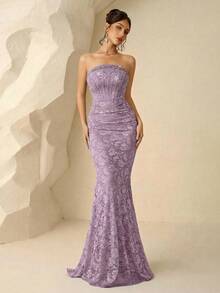 Coutiva 奢华晚礼服，高端正式礼服，优雅精致派对礼服 - 紫色 - 查看 5