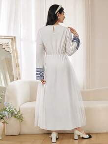 SHEIN Elegant Floral Print, Casual Modest Long Dress For Teen Girl, Suitable For Travel - White - View 2