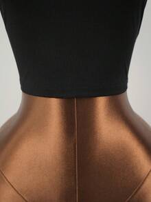 SaltGleam SaltGleam Women's Fashion Personalized Minimalist Sleeveless Hollow-Out Top - Black - View 5