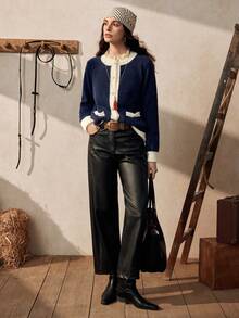 Zovinel 新款优雅百搭女士开衫，适合秋冬季穿着 - 寶藍色 - 查看 4