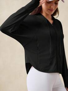 OutZeal Áo khoác nữ chống tia UV, nhanh khô, thoáng mát, tay cánh dơi, có mũ, thích hợp mặc hàng ngày. - màu đen - Xem 9