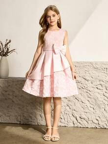 Fashionable Girls' Party Dress, Birthday Celebration Children's Dress, Hostess Dress With High-End Fluffy Princess Style - Pink - View 4