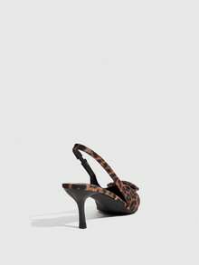 CUCCOO SZL Zapatos de tacón alto de punta afilada con estampado de leopardo para mujer - Naranja - Ver 9