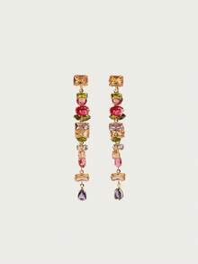 Glisma 18K金女士吊坠耳环，哥特风/复古风，串珠，西部风情，金属质感，宝石镶嵌，适合妈妈/女士/女孩/母亲佩戴，高级复古，十字架设计，性感/优雅，适合夏季/海滩/舞会等场合，多层宝石/串珠/水晶，魅力十足/粗犷风格 - 金黃色 - 查看 1