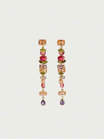 Glisma Pendientes colgantes de mujer de 18 K, atuendos, gótico/gótico, dinero antiguo, cuentas, joyería occidental, metálico/textura, piedra preciosa, otoño/invierno, para mamá/mujer/niña/madre, premium, vintage, cruz