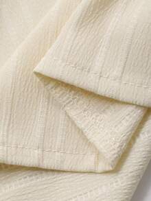 Livesso 女士翻领无袖条纹中长连衣裙 - 杏色 - 查看 6