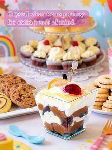 Ly tráng miệng, đĩa nhỏ trong suốt, ly mousse có nắp và không nắp dùng cho bánh Tiramisu, thích hợp cho bánh pudding, mousse, đồ ăn nhẹ, đồ dùng tiệc tùng, thực phẩm. - Màu trong suốt - Xem 4