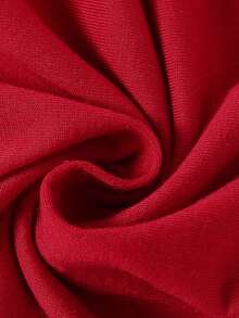 SHEIN 年轻女孩情人节休闲时尚创意个性化清新简约心形唇形标语印花舒适基础款短款T恤，适合情人节女孩 - 酒紅色 - 查看 5