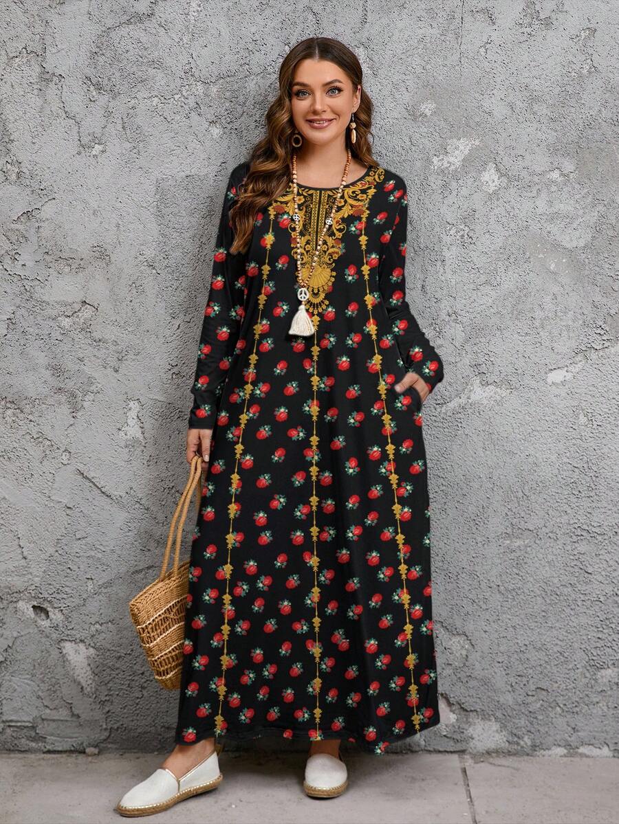 Modelyn Đầm cổ tròn tay dài cỡ lớn, phù hợp cho mùa thu/đông - Nhiều màu - Xem 1