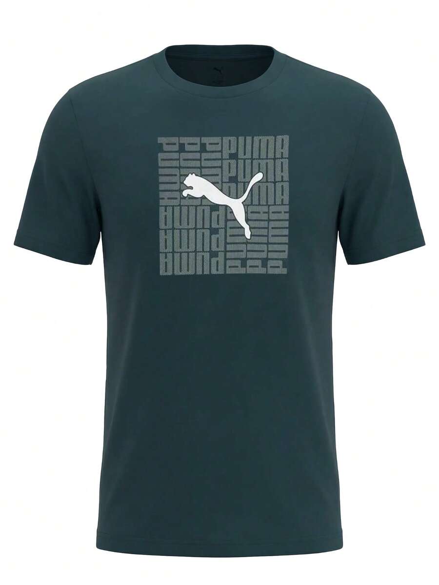 Puma Graphic Box Men T-Shirt Dark Green - Green - View 1