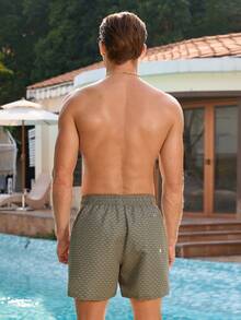 Manfinity Swimmode Men's Retro Loose Elastic Waist Drawstring Casual Versatile Beach Pants - Army Green - View 2