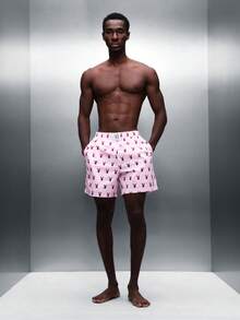 PLAYBOY X SUMWON Men's Elastic Waist Casual Shorts With All Over Bunny Print Pattern And Comfortable Summer Fit - Multicolor - View 5