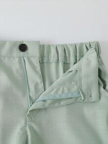 2pcs/Set Teen Boy Gentleman Outfit, Includes Slim-Fit Contrast Color Vest And Light Green Dress Pants, Elegant Formal Suit For Birthday,  ,   Guest, Pageboy, Ring BoyWedding,Prom,Graduation - Mint Green - View 6