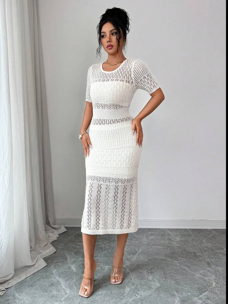 Rafferiza 法式休闲镂空春夏女装 - 杏色 - 查看 1