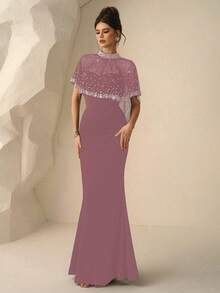 Coutiva Đầm dạ hội cao cấp dành cho nữ, đầm trang trọng với phần đuôi cá thanh lịch, phong cách quý phái sang trọng. - Màu tím hoa cà - Xem 3