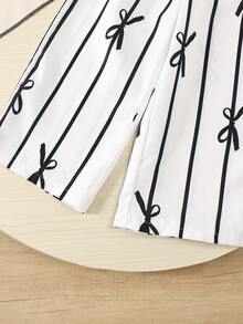 2pcs/Set 2025 Spring/Autumn Girls 4-7Y Sleeveless Top & Butterfly Print Pants Outfit, Fashionable Casual Suit For School, Vacation, Travel, Outdoor Sports, Back To School - White - View 8