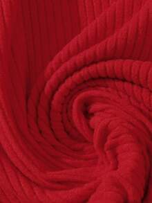 GlowEve CURVE 女士喇叭袖珍珠装饰修身优雅日常通勤时尚法式街头复古百搭圣诞派对新年假日商务红色长袖连衣裙，秋冬款 - 紅色 - 查看 4