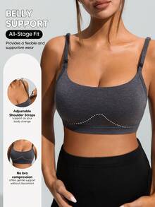 SHEIN Maternity Nursing Comfortable Soft Adjustable Strap Bra - Dark Grey - View 1