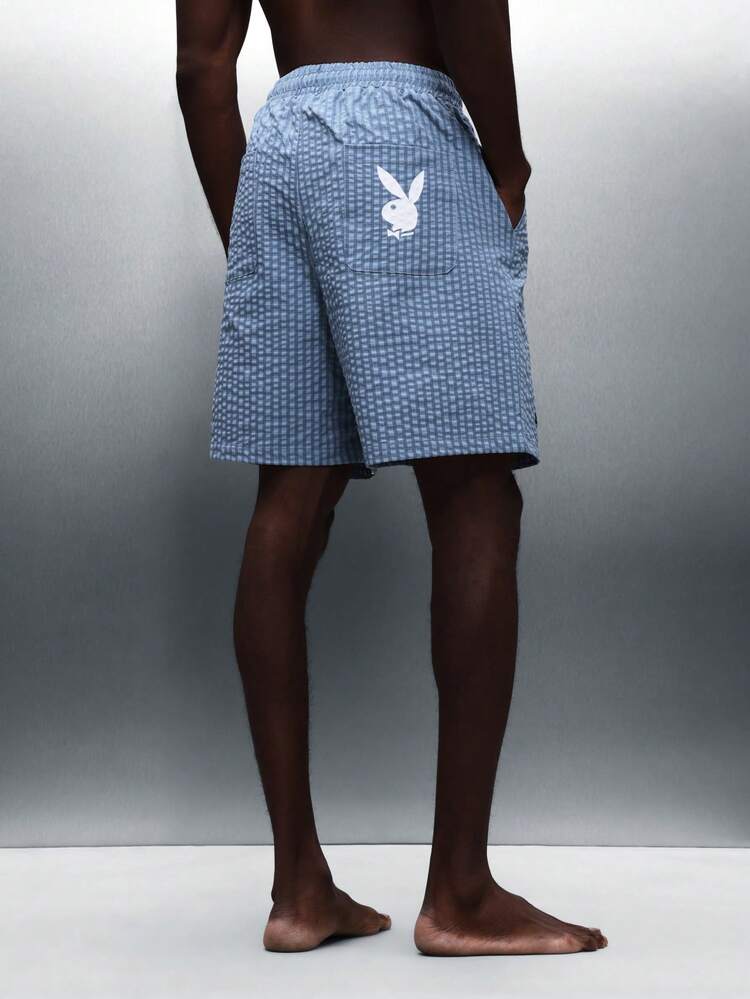 PLAYBOY X SUMWON Gingham Check Swim Shorts With Drawstring