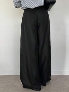 FRIFUL 女士网眼拼接喇叭长裤 - 黑色 - 查看 8