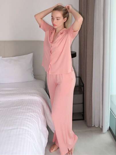 Turnttoni 女士休闲时尚舒适纯色家居服套装节日季服装