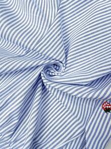 SHEIN Maternity Clothes Maternity Pants Pregnant Women's Summer Casual Vacation Style Striped Print Elastic Waist Strawberry Embroidery Loose Shorts Vacation - Blue and White - View 8