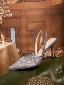 CUCCOO TILAWA 女士时尚优雅派对水钻装饰高跟鞋 - 灰色 - 查看 3