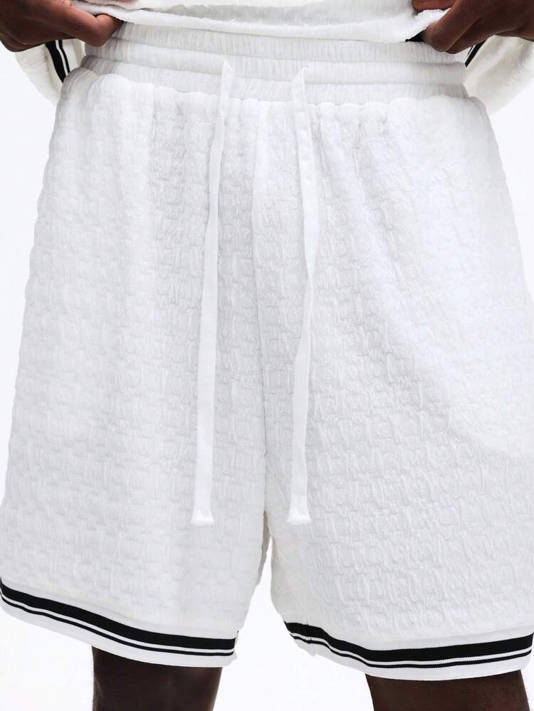 White Polo And Shorts Co-Ord Set With Navy Trim