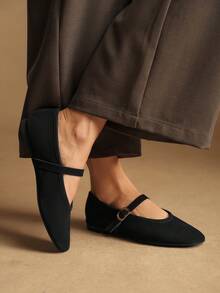 Rosivie 女士搭扣设计休闲时尚平底鞋 - 黑色 - 查看 3