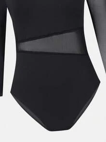 SHEIN 少女运动紧身衣，适合芭蕾舞、返校、健身、训练和休闲穿着。长袖，时尚网眼面料，高弹舒适，适合舞蹈运动。