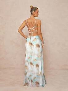 Lumalex Đầm maxi gợi cảm cao cấp với eo xếp ly, đầm maxi satin màu xanh nhạt thời trang cho kỳ nghỉ biển, đầm dài dự tiệc cưới trên bãi biển. - Nhiều màu - Xem 2